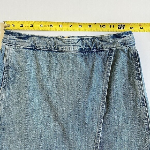 Ann‎ Taylor LOFT Denim Wrap Jeans Skirt Rae Hem Women’s Size 24/00 - Picture 9 of 11